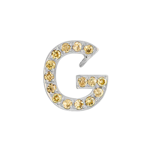 Yellow Sapphire + 14k White Gold Letter Charm - Image 7