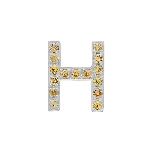 Yellow Sapphire + 14k White Gold Letter Charm - Image 8