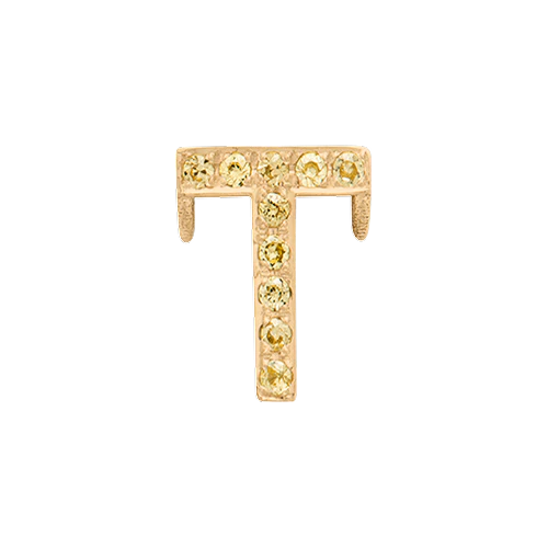 Yellow Sapphire + 14k Yellow Gold Letter Charm - Image 20